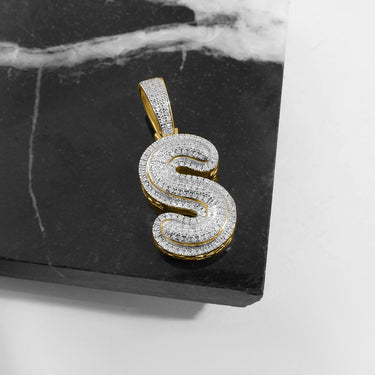 White Diamond S Pendant in 10k Yellow Gold .31 Ctw